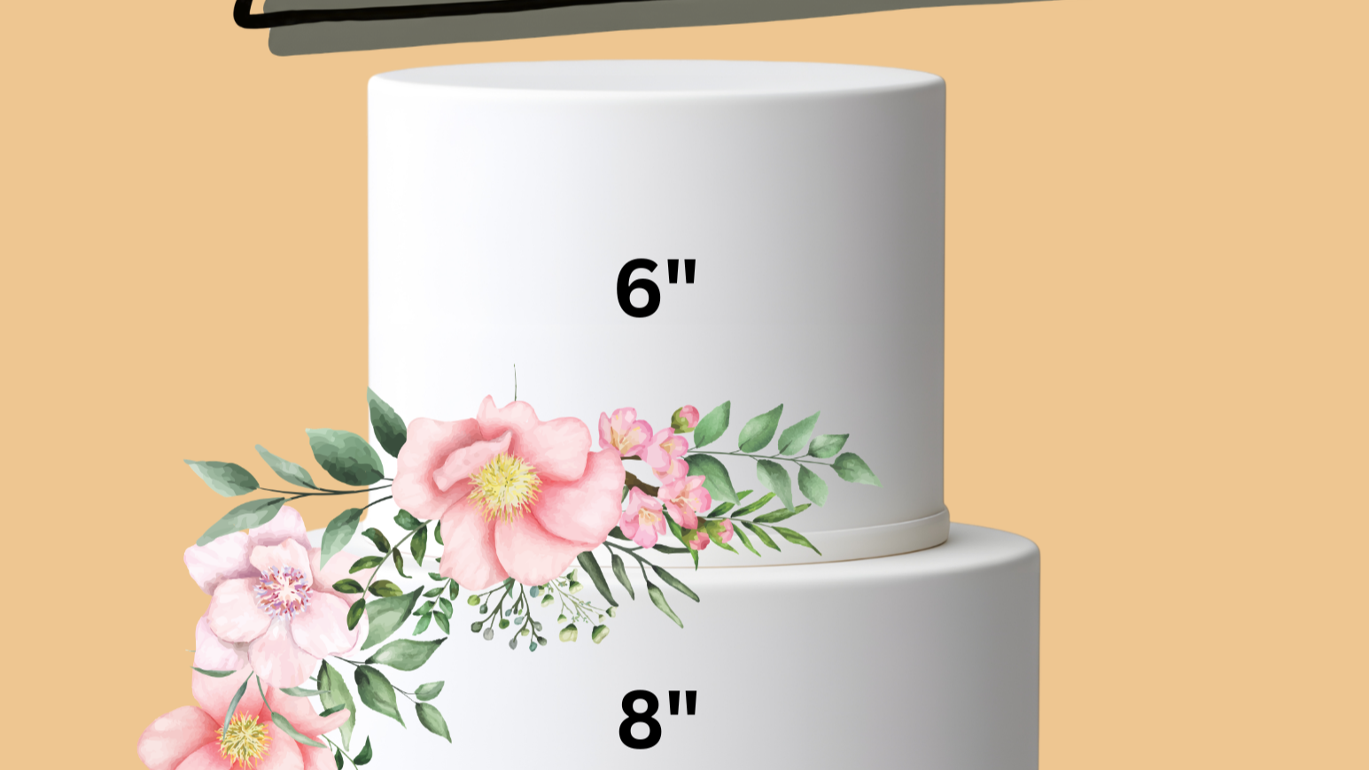 6" & 8" two tier Custom Wedding Cake- Serves 20-25 - Deposit