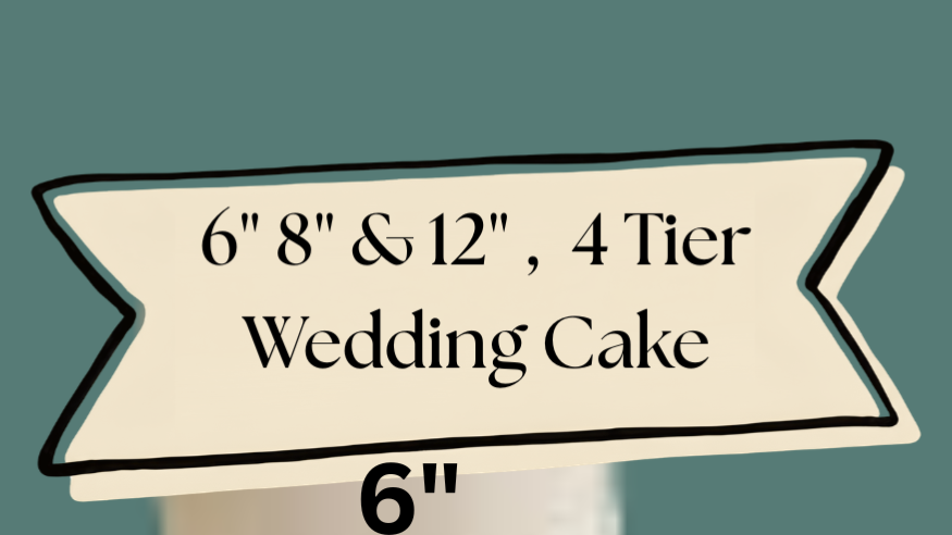 6" 9"12- 3 tier Custom Wedding Cake- Serves 85-110 - Deposit